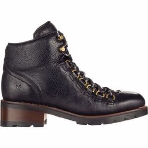 Frye Alta Hiker Boot Black Ankle Lace-Up Leather